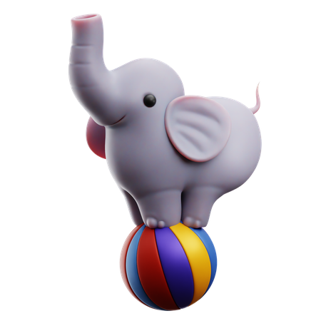 Elefant steht auf dem Ball  3D Icon