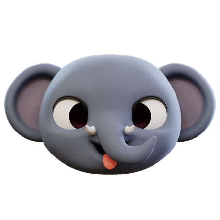 Elefant streckt seine Zunge heraus Emoji  3D Icon