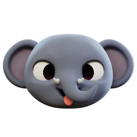 Elefant streckt seine Zunge heraus Emoji  3D Icon