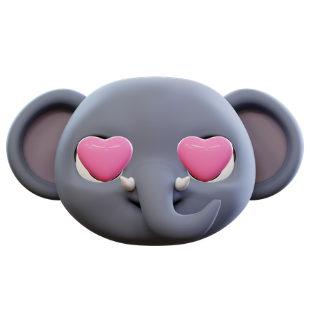 Emoticon de amor de elefante  3D Icon