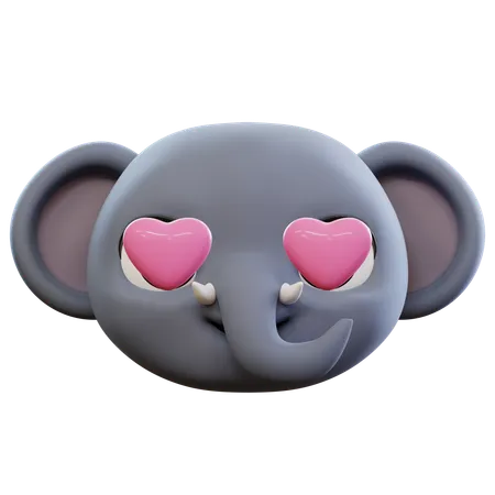 Emoticon de amor de elefante  3D Icon