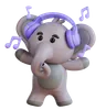 elefante con auriculares