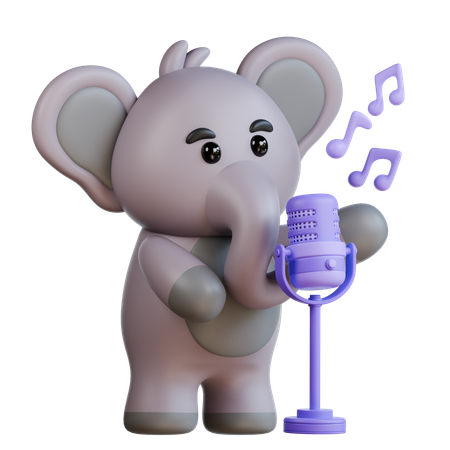 Elefante con microfono  3D Illustration