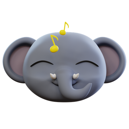 Emoji de elefante escuchando música  3D Icon