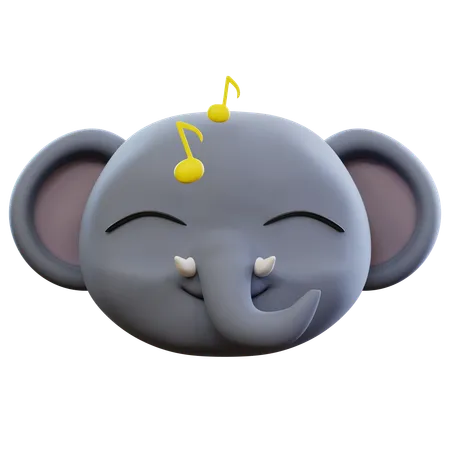 Emoji de elefante escuchando música  3D Icon