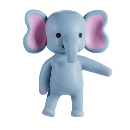 Elefante fofo mostrando algo  3D Illustration