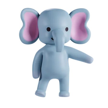 Elefante fofo mostrando algo  3D Illustration