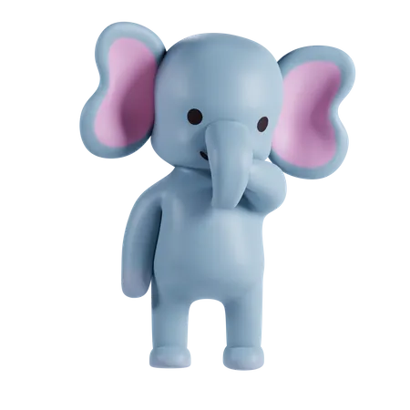Elefante fofo pensando em algo  3D Illustration