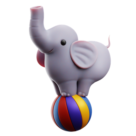 Elefante parado sobre la pelota  3D Icon