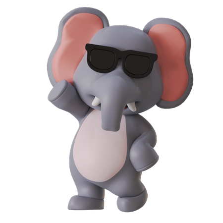 Pose genial de elefante  3D Illustration