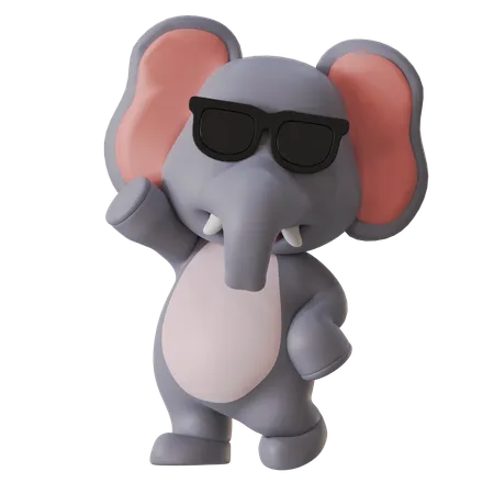 Pose genial de elefante  3D Illustration