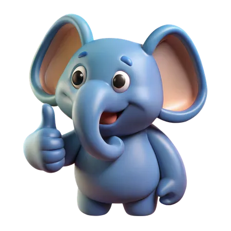 Elefante sonriente pulgar hacia arriba  3D Icon