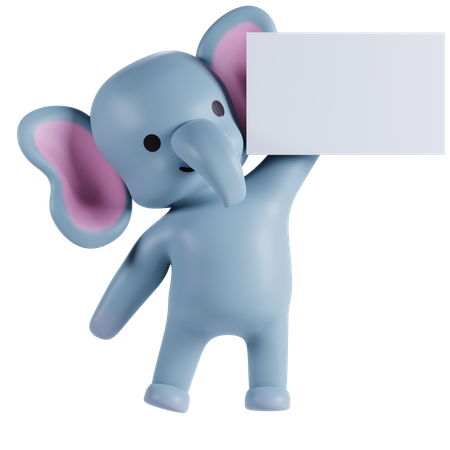 Elefante sosteniendo cartel  3D Icon
