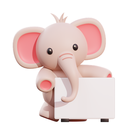 Elefante sosteniendo cartel  3D Illustration