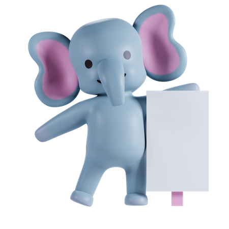 Elefante sosteniendo cartel  3D Illustration