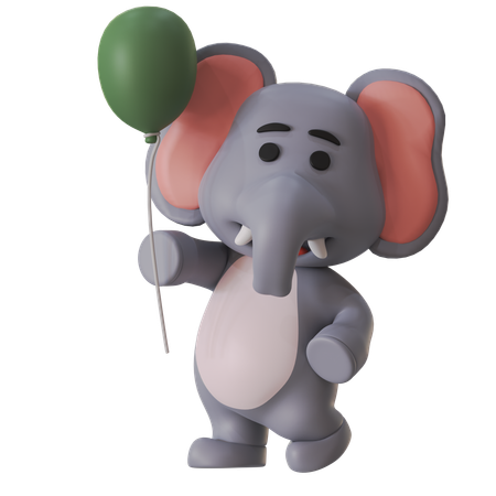 Elefante trae globo  3D Illustration