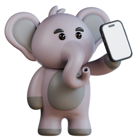 Elefante traz smartphone  3D Illustration