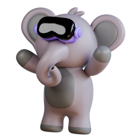 Elefante usando gafas de realidad virtual  3D Illustration