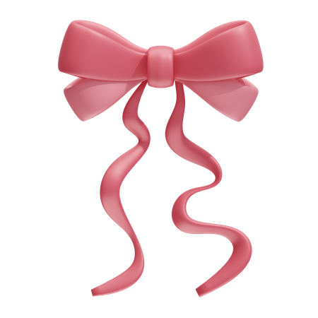 Elegant Bow With Dropping Tails  3D Icon