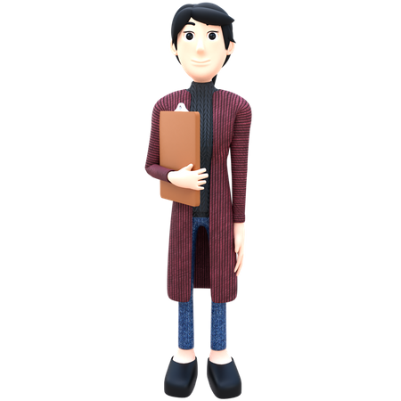 Elegant Executive Businesswoman With Clipboard  3D Icon