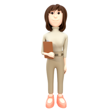 Elegant Executive Businesswoman With Clipboard  3D Illustration