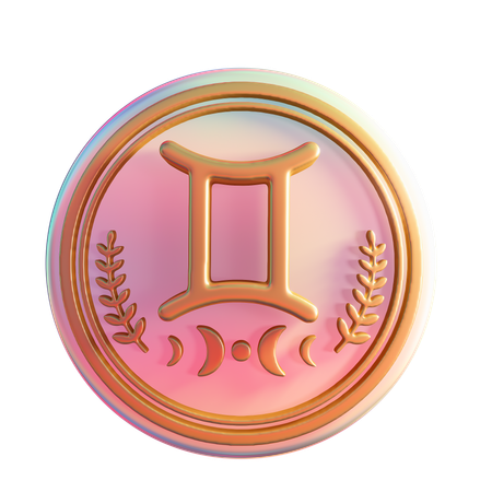 Elegant Gemini Horoscope Emblem  3D Icon