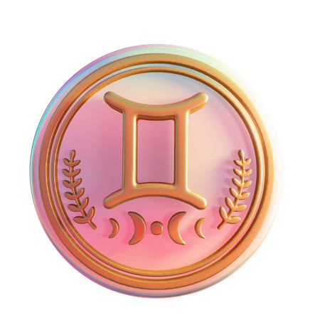 Elegant Gemini Horoscope Emblem  3D Icon