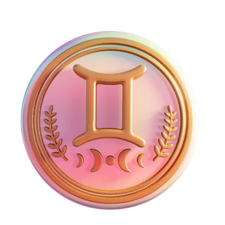 Elegant Gemini Horoscope Emblem  3D Icon