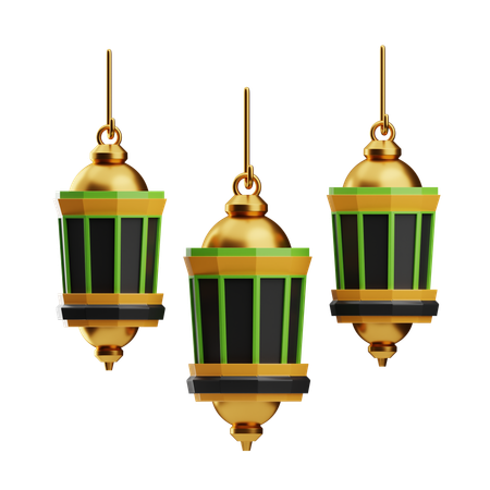 Elegant Green And Gold Pendant Lighting Fixtures  3D Icon