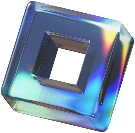 Elegant Transparent Square Frame Shapes  3D Icon