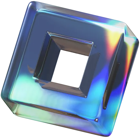 Elegant Transparent Square Frame Shapes  3D Icon