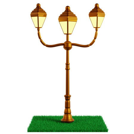 Elegant Triple Headed Garden Lamp  3D Icon