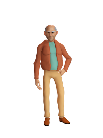 Vieil homme élégant  3D Illustration