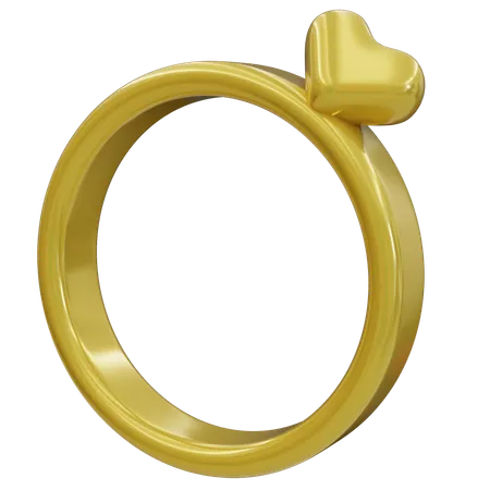 Anillo elegante de corazón de oro  3D Icon