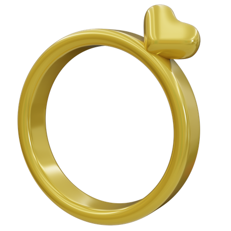 Eleganter goldener Herzring  3D Icon