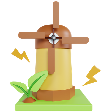 Elektrische Windmühle  3D Icon
