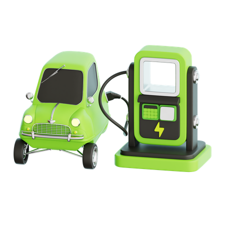 Elektroauto an der Ladestation  3D Icon