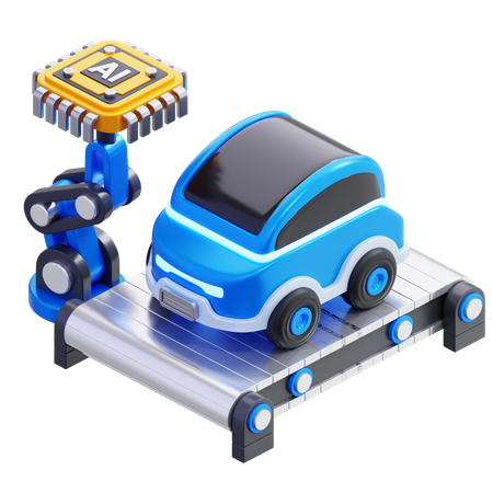 Elektroauto-Herstellung mit KI  3D Icon