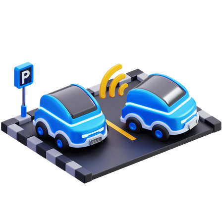 Elektroauto mit intelligentem Parksystem  3D Icon