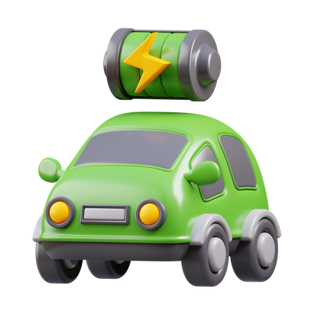 Elektroauto mit voller Batterie  3D Icon