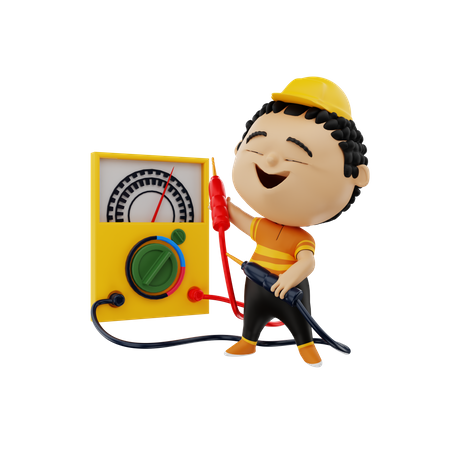 Elektroniker mit Multimeter  3D Icon