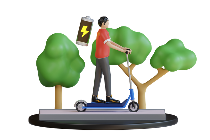 Elektroroller fahren  3D Icon