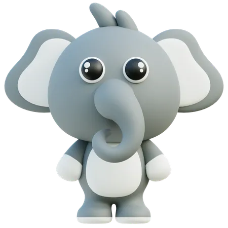 Cute 3 D Elephant Character With Big Ears And Trunk 3D Icon