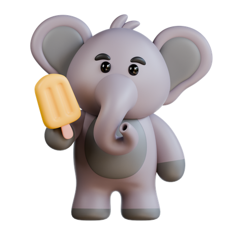 Elephant Bring Ice Cream  3D Illustration