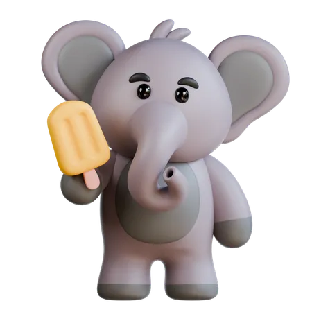 Elephant Bring Ice Cream  3D Illustration