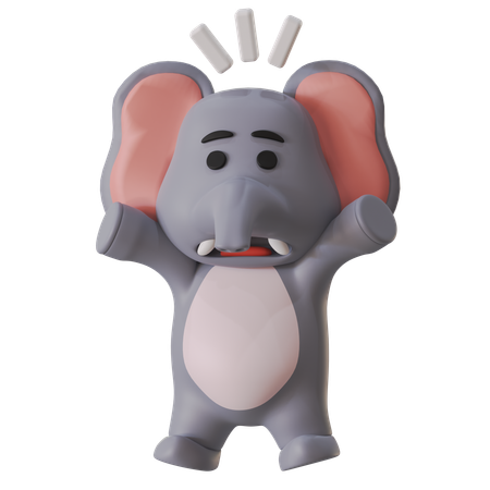 Éléphant choqué  3D Illustration