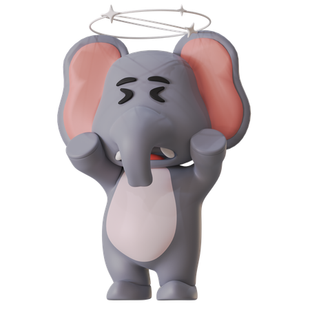 Elephant Confused  3D Illustration