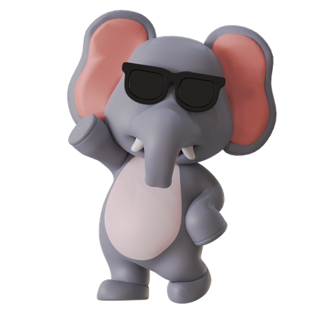 Elephant Cool Pose  3D Illustration