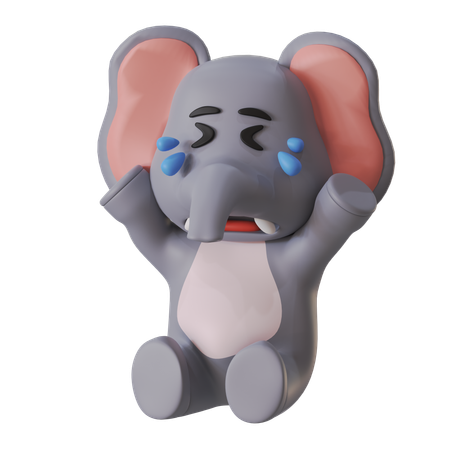 Elephant Crying  3D Illustration