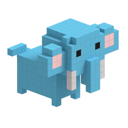 Elephant Cute Voxel Art  3D Icon